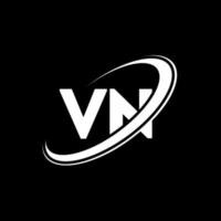 vn v n lettera logo design. iniziale lettera vn connesso cerchio maiuscolo monogramma logo rosso e blu. vn logo, v n design. vn, v n vettore
