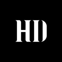 HD h d lettera logo design. iniziale lettera HD maiuscolo monogramma logo bianca colore. HD logo, h d design. hd, h d vettore