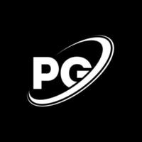 pg p g lettera logo design. iniziale lettera pg connesso cerchio maiuscolo monogramma logo rosso e blu. pg logo, p g design. pag, p g vettore