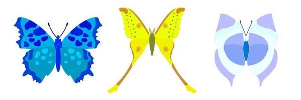collezione di farfalle su un' bianca sfondo. isolato cartone animato icona impostare, decorativo insetto. vettore