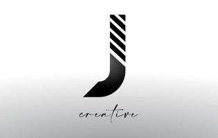 Linee lettera j logo design con creativo Linee tagliare su metà di il lettera vettore