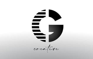 Linee lettera g logo design con creativo Linee tagliare su metà di il lettera vettore