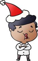 pendenza cartone animato di un' uomo parlando indossare Santa cappello vettore