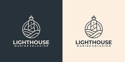 minimalista lineare faro logo design idea vettore