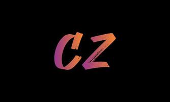 iniziale lettera cz logo. cz spazzola azione lettera logo design gratuito vettore modello.