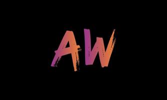 iniziale lettera aw logo. aw spazzola azione lettera logo design gratuito vettore modello.