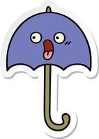 adesivo di un simpatico cartone animato ombrello vettore