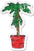 adesivo in difficoltà cartone animato doodle di una pianta da appartamento vettore