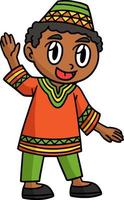 Kwanzaa afro ragazzo cartone animato colorato clipart vettore