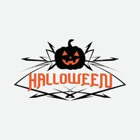 contento Halloween festa titolo logo modello con il male zucca forma vettore