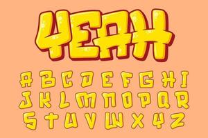 alfabeto giallo carino semplice graffito testo vettore lettere