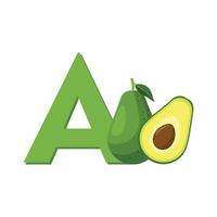 lettera un' alfabeto frutta avocado, clip arte vettore, illustrazione isolato su un' bianca sfondo vettore