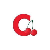 lettera c alfabeto frutta ciliegia, clip arte vettore, illustrazione isolato su un' bianca sfondo vettore