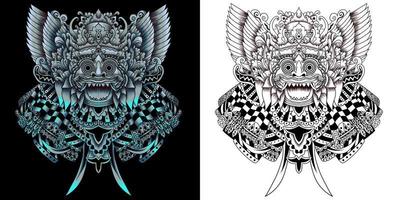 maschera balinese barong in stile neon vettore