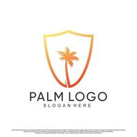 modello di progettazione logo palma con vettore premium sole