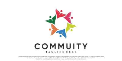 Comunità logo design con creativo concetto premio vettore
