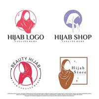 set di hijab per il design del logo della moda musulmana con vettore premium elemento creativo