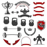 sollevamento pesi sport club isolato icone per emblema vettore