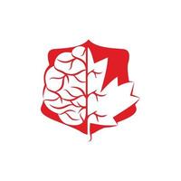 creativo cervello e acero foglia logo design. Canada attività commerciale cartello. vettore