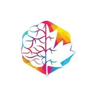creativo cervello e acero foglia logo design. Canada attività commerciale cartello. vettore
