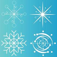bianca fiocco di neve icone collezione nel linea stile isolato su blu sfondo. nuovo anno design elementi, congelato simbolo, vettore illustrazione