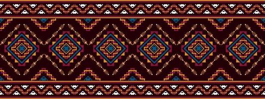 ikat etnico senza soluzione di continuità modello casa decorazione design. azteco tessuto tappeto boho mandala tessile arredamento sfondo. tribale nativo motivo popolare tradizionale ricamo vettore illustrazioni sfondo