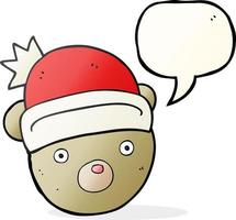 a mano libera disegnato discorso bolla cartone animato orsacchiotto orso indossare Natale cappello vettore