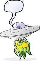 a mano libera disegnato discorso bolla cartone animato alieno volante piattino vettore