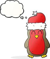 a mano libera disegnato pensato bolla cartone animato Natale pettirosso vettore