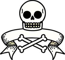 tradizionale tatuaggio con bandiera di un' cranio vettore