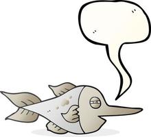 a mano libera disegnato discorso bolla cartone animato pesce spada vettore