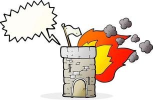 a mano libera disegnato discorso bolla cartone animato ardente castello Torre vettore