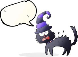 a mano libera disegnato discorso bolla cartone animato impaurito nero gatto vettore