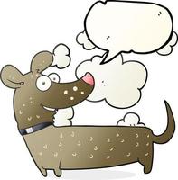 a mano libera disegnato discorso bolla cartone animato contento cane vettore