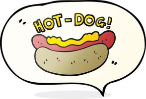 a mano libera disegnato discorso bolla cartone animato hot dog vettore