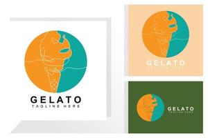 ghiaccio crema gelato logo disegno, dolce morbido freddo cibo, vettore marca azienda prodotti