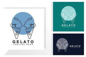 ghiaccio crema gelato logo disegno, dolce morbido freddo cibo, vettore marca azienda prodotti