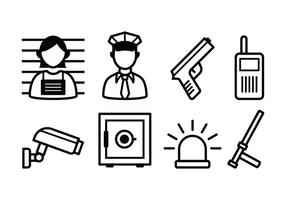 Set di icone di polizia e del crimine gratis vettore