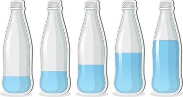 bottiglia con diverso acqua livelli vettore