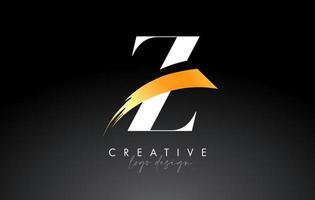 d'oro spazzola lettera z logo design con creativo artistico dipingere spazzola ictus e moderno Guarda vettore