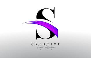 spazzola lettera S logo design con creativo artistico dipingere spazzola ictus e moderno Guarda vettore