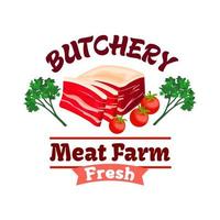 Bacon o Maiale carne etichetta per macellaio negozio design vettore