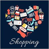 io amore shopping emblema nel forma di cuore vettore