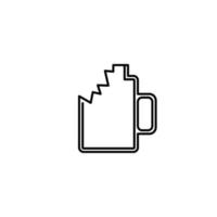 schiacciato boccale bicchiere vaso icona su bianca sfondo. semplice, linea, silhouette e pulito stile. nero e bianca. adatto per simbolo, cartello, icona o logo vettore