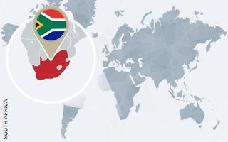 astratto blu mondo carta geografica con ingrandita Sud Africa. vettore