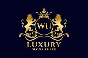 iniziale wu lettera Leone reale lusso logo modello nel vettore arte per lussuoso il branding progetti e altro vettore illustrazione.