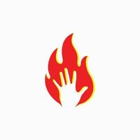 mano e fuoco vettore design concetto per logo e icona design
