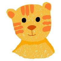 mano disegnato cartone animato tigre. colore matita effetto. vettore illustrazione per bambini.