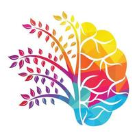 moderno cervello albero logo design. pensare verde etichetta. vettore