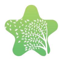 stella albero logo design con foglie icona modello elementi azienda attività commerciale. vento soffiaggio attraverso foglie. natura o ambiente problemi o ecologico concetto vettore